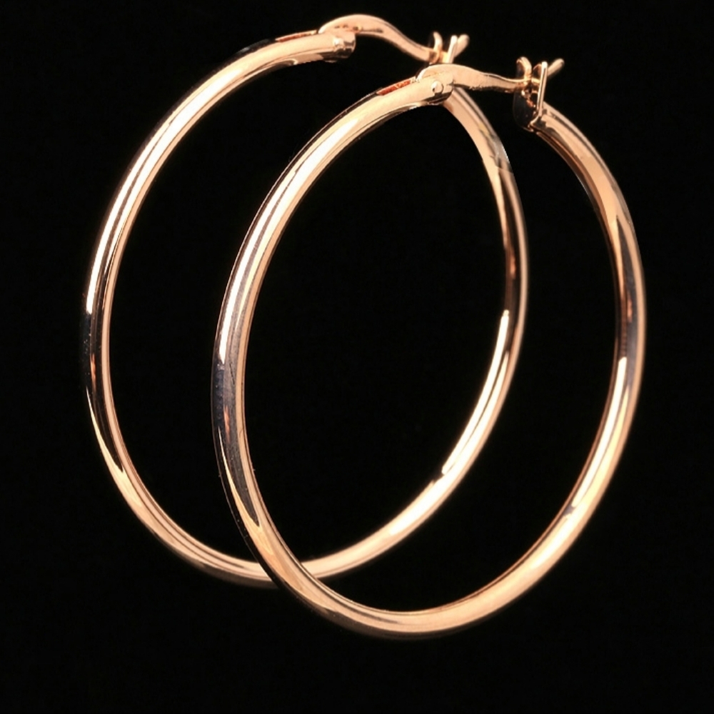18k Layered real gold filled Round hoop earrings rose gold #9